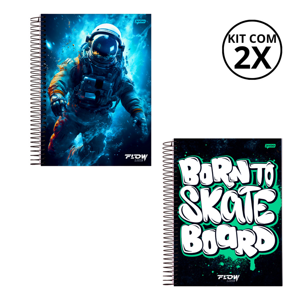 Kit 02 Cadernos Universitário 20 Matérias 320 Folhas Flow - Jandaia