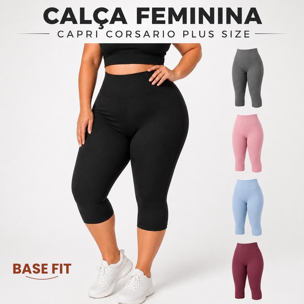 Calça Feminina Capri Corsario Legging Cós Alto Plus Size Premium G ao G4