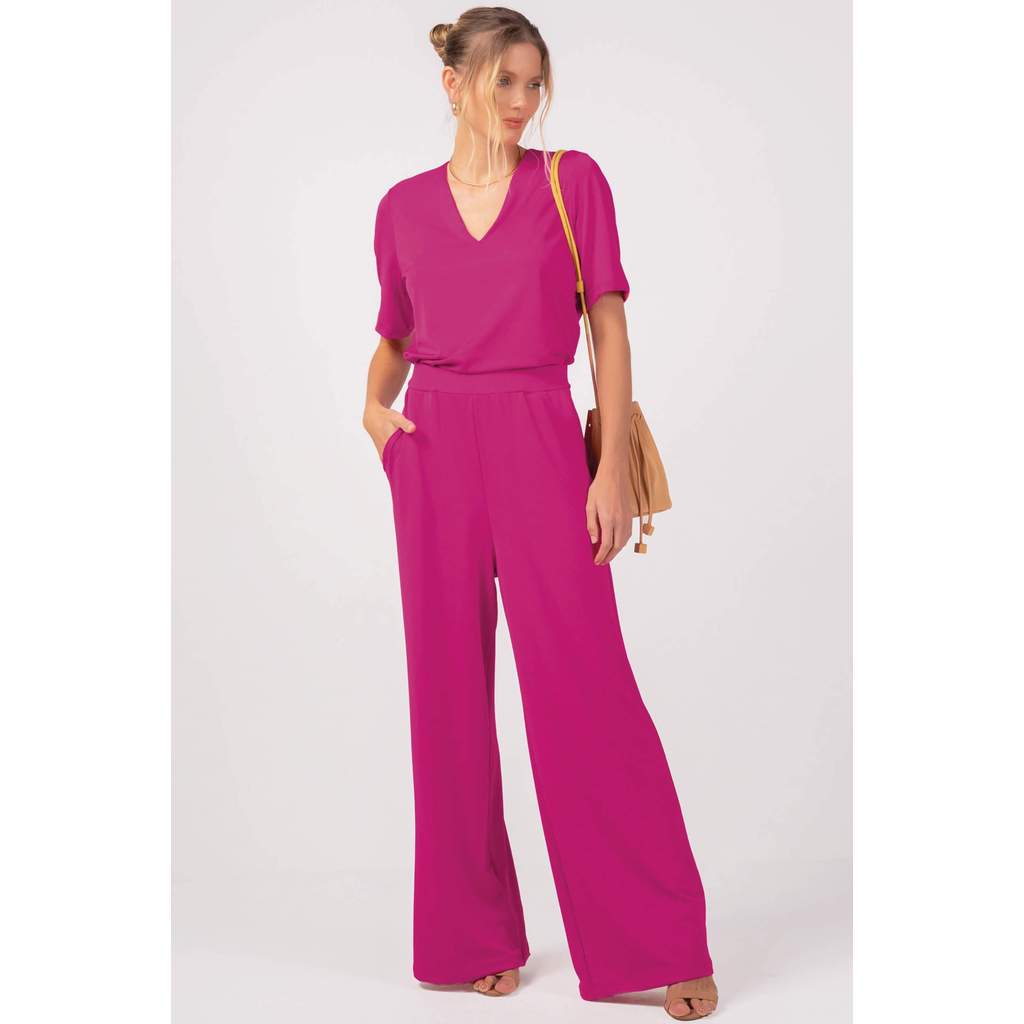 Macacão Feminino Social Moderno Marialícia Rosa