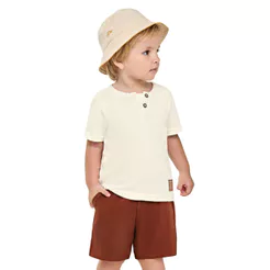 Conjunto Curto Infantil Menino Casual Elian Bege