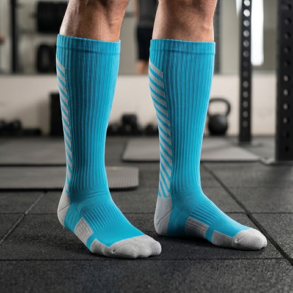 Meia Compressão 20-30 mmHg Cano Alto Esportiva Academia Crossfit Corrida Ciclismo Futebol 33-44 Masculina Feminina