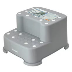 Banquinho De Banheiro Infantil Escadinha 2 Degraus Antiderrapante Step Até 80kg Cinza KaBaby