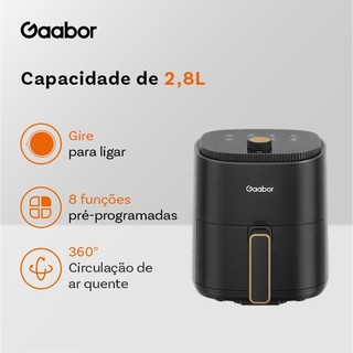 Gaabor Air Fryer 2,8L 800W 360° Circulação Antiaderente Cozinha Prática AF-35M02A