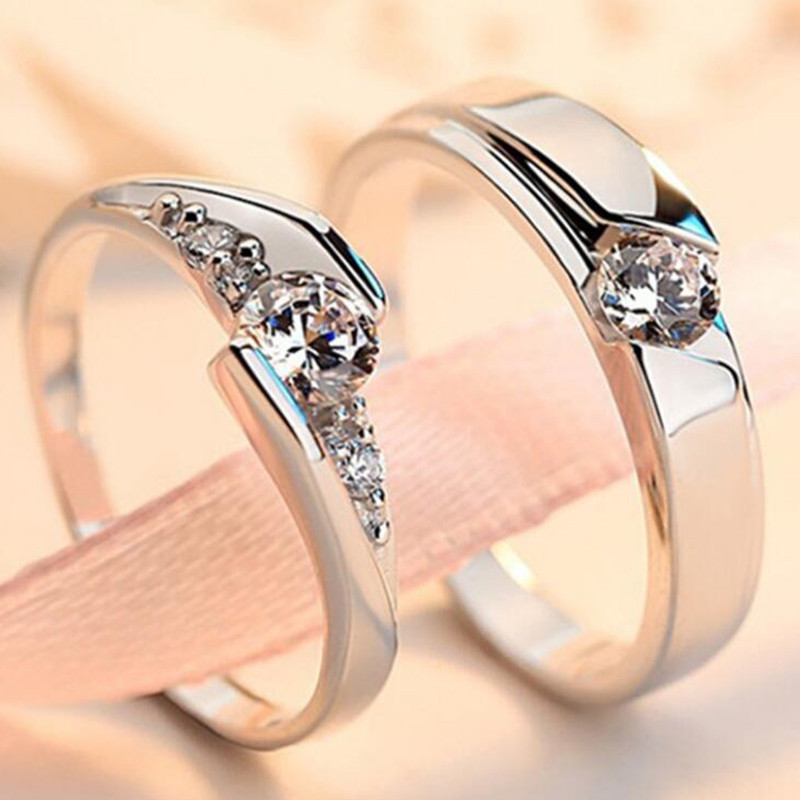 Anel de zircão de diamante masculino feminino casal anel s925 prata anel de casamento abertura ao vivo anel de noivado a