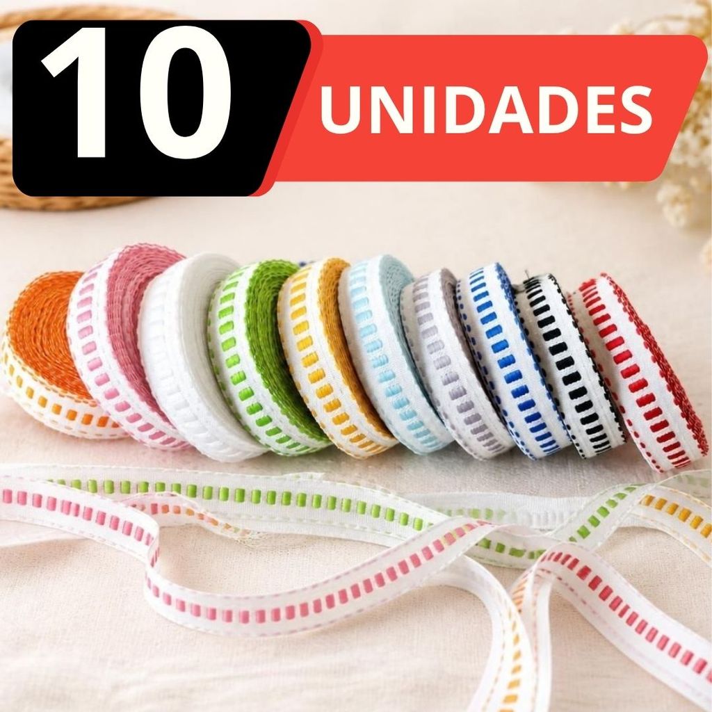 Kit 10 Passa Fita 1m Cada Com 10 cores Diferentes