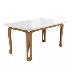 Mesa de Jantar Nadine 6 Lugares Retangular Tampo em MDF com Vidro 160cm Madeirado-off White