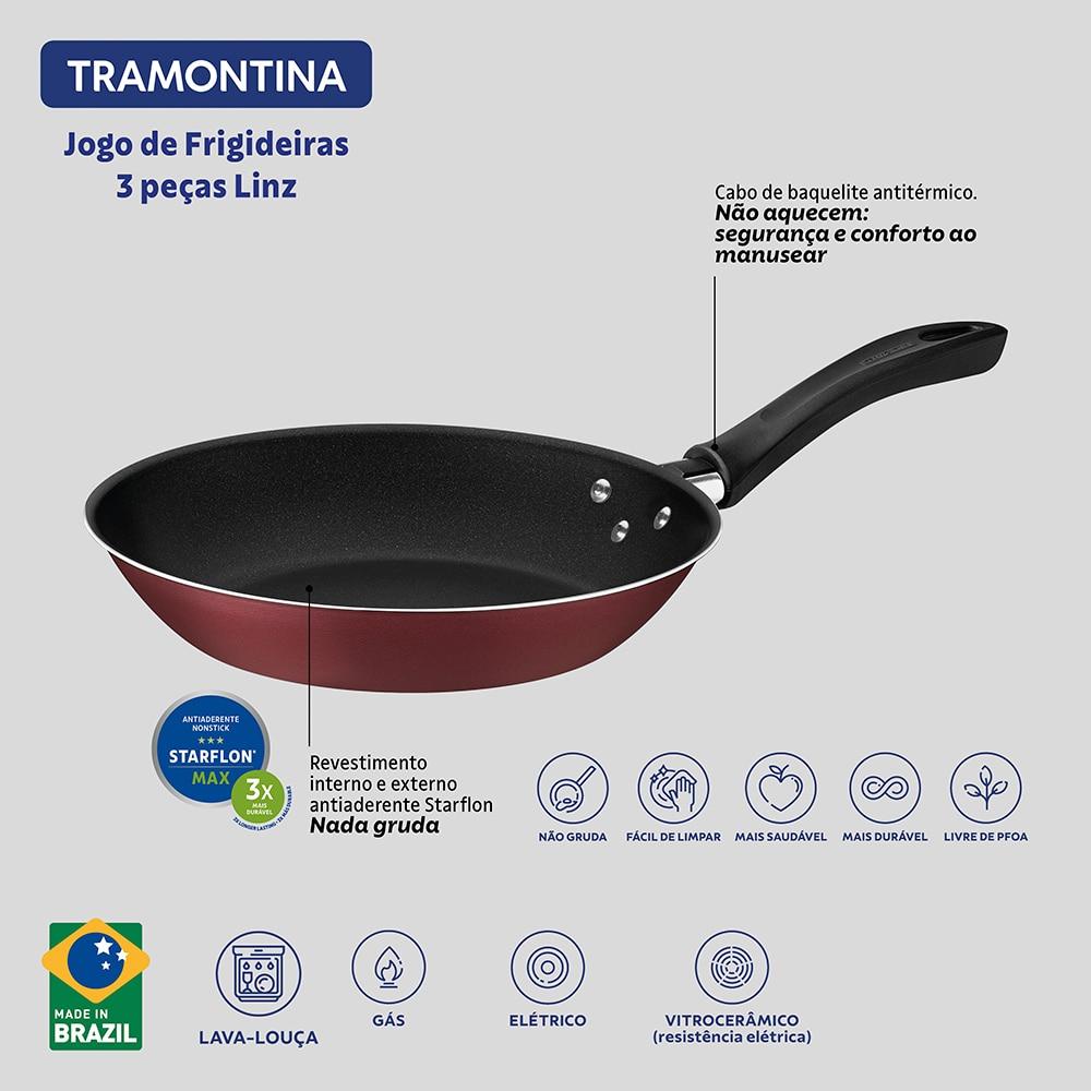 Conjunto Frigideira Linz 3 Peças Vermelha Tramontina — imagem 2 de 2