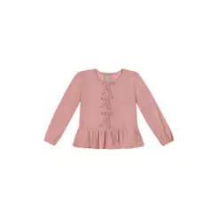 Blusa Infantil Menina Laços Malha Tricô Colorittá Rosa
