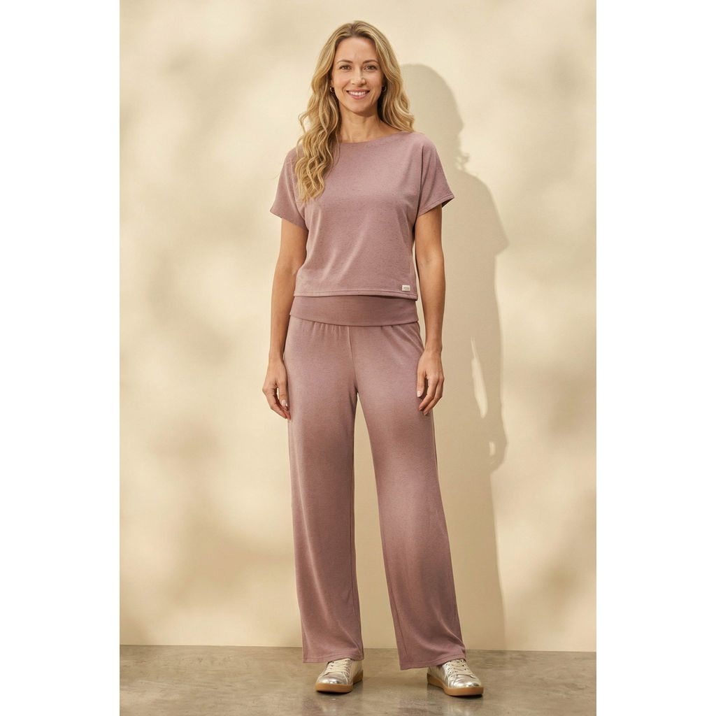 Conjunto Comfy Feminino Malha Linho Marialícia Marrom