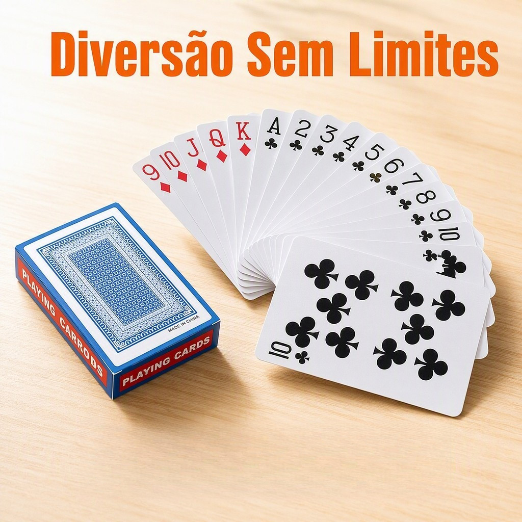 10 Kit Baralho 54 cartas para jogar com Família, Amigos Diversão