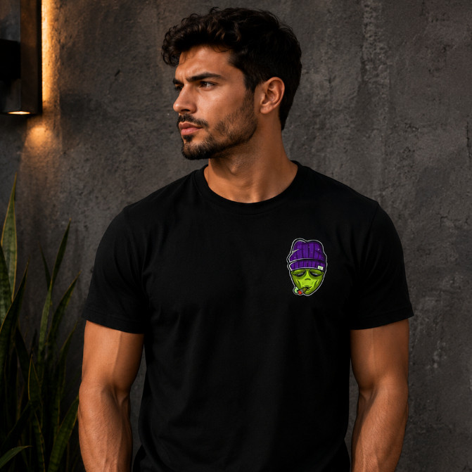 Camiseta Alien Masculina Lisa 100% Algodão Casual Dia A Dia Trabalho Escola Academia Streetwear Moda Diária Treino