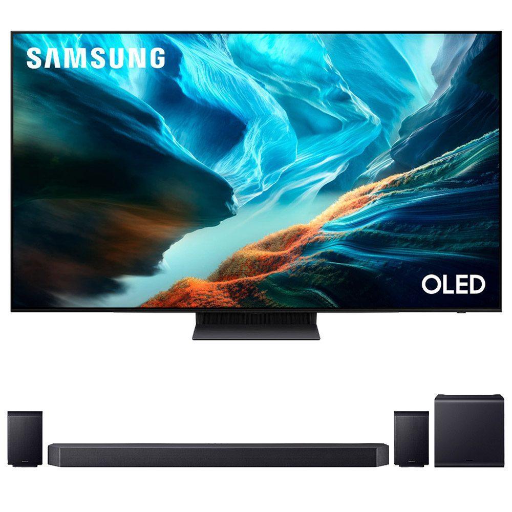 Smart TV 4K Samsung OLED 77" Polegadas + Soundbar Samsung Série Q com 11.1.4 canais HW-Q990H