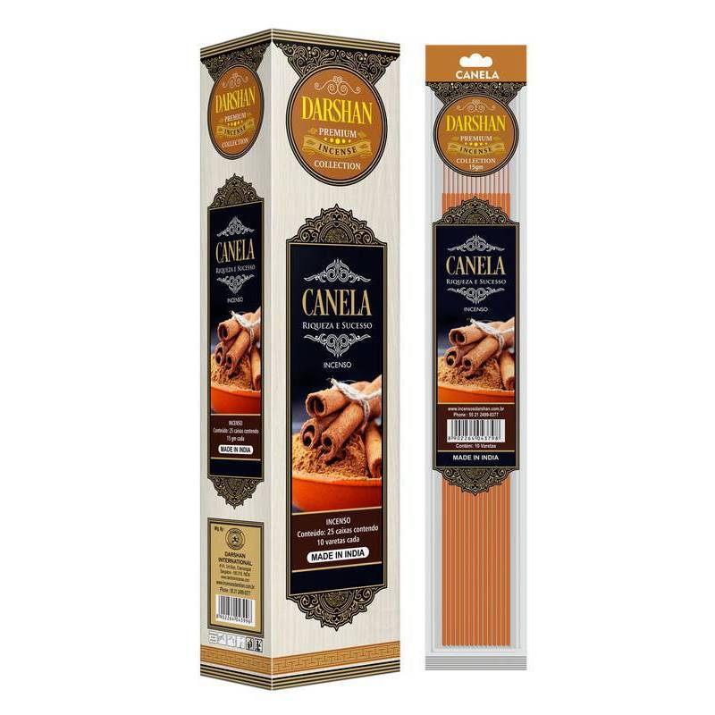 INCENSO PREMIUM CANELA BOX 25 CAIXAS COM 10 VARETAS