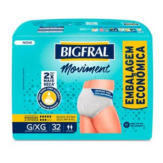 Roupa Íntima Bigfral Moviment Unissex G/XG 32 Unidades