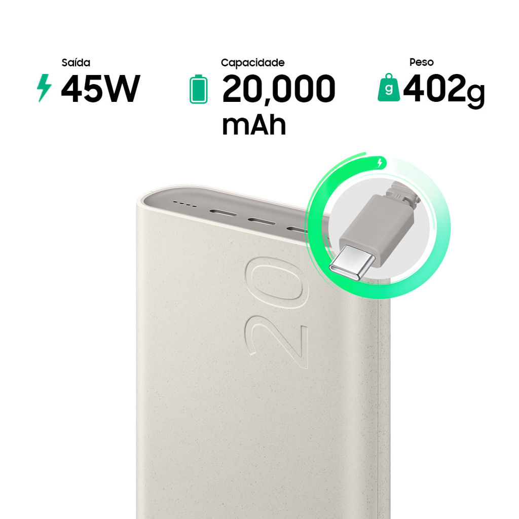Bateria Carregador Portatil 3x USB-C 20000mAh Super Rapida 45W · foto 2