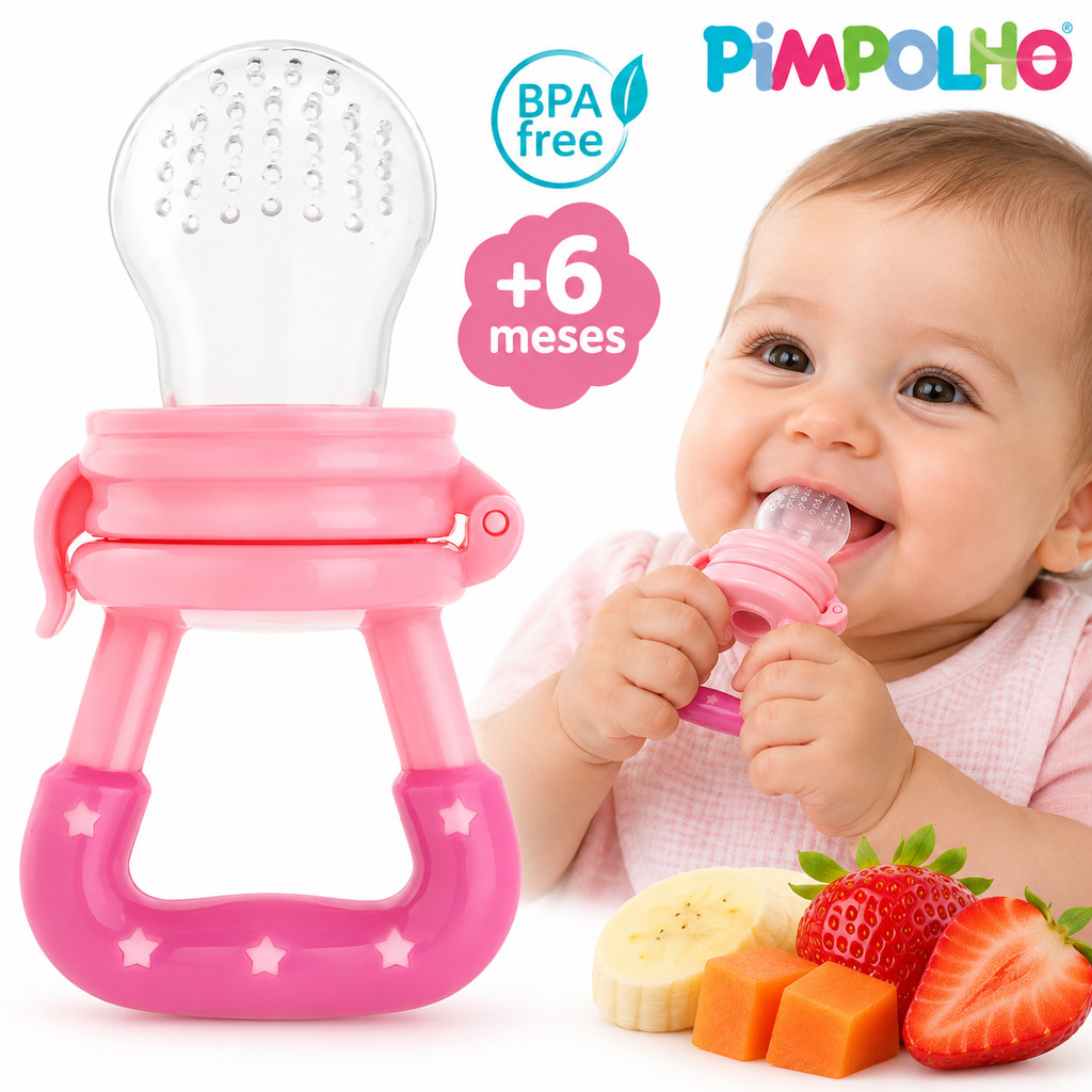 Alimentador Infantil Silicone Rosa +6 Meses BPA Free Pimpolho