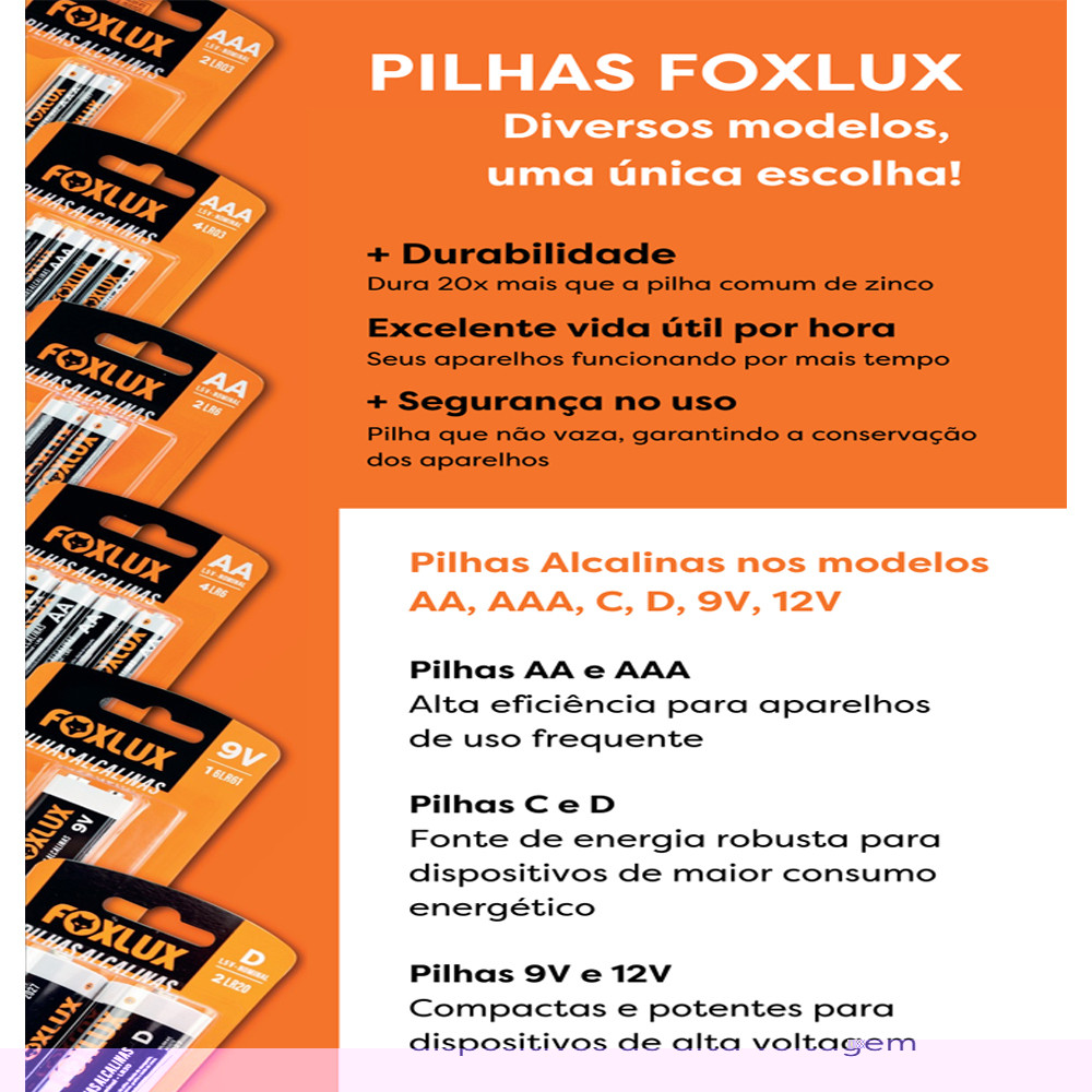 Pilha Bateria 12V A27 Foxlux Alcalina Kit com 10 · foto 2