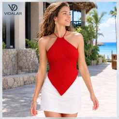 Top Cropped Feminino em Tricot Modal Frente Única com Amarração Estiloso Verão