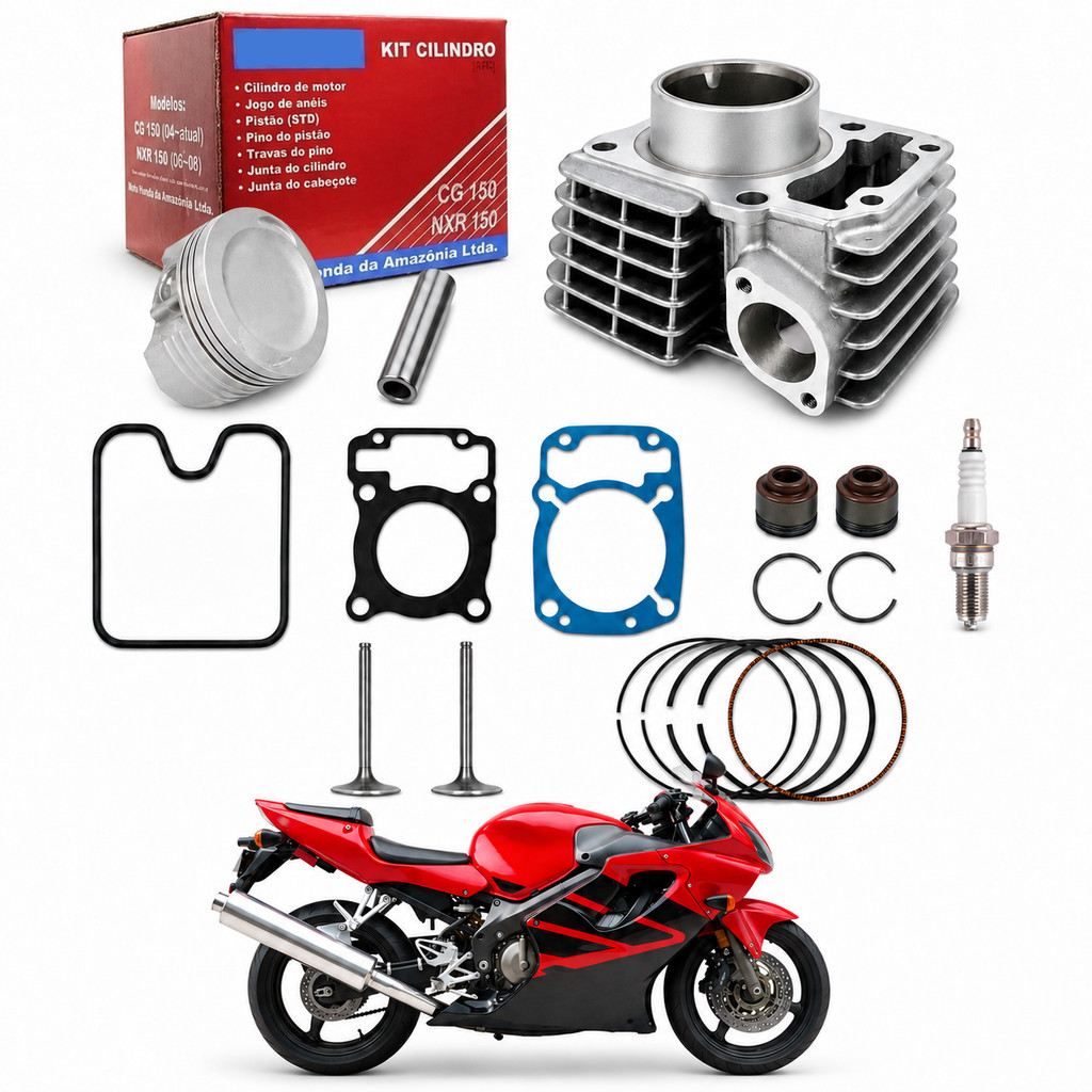 Kit Cilindro Honda Cg Titan Fan 150 Nxr Bros 150 Original Completo Novo Original