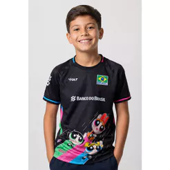 Camisa Trio Meninas Superpoderosas 2026 Vôlei Brasil Infanto Juvenil Volt