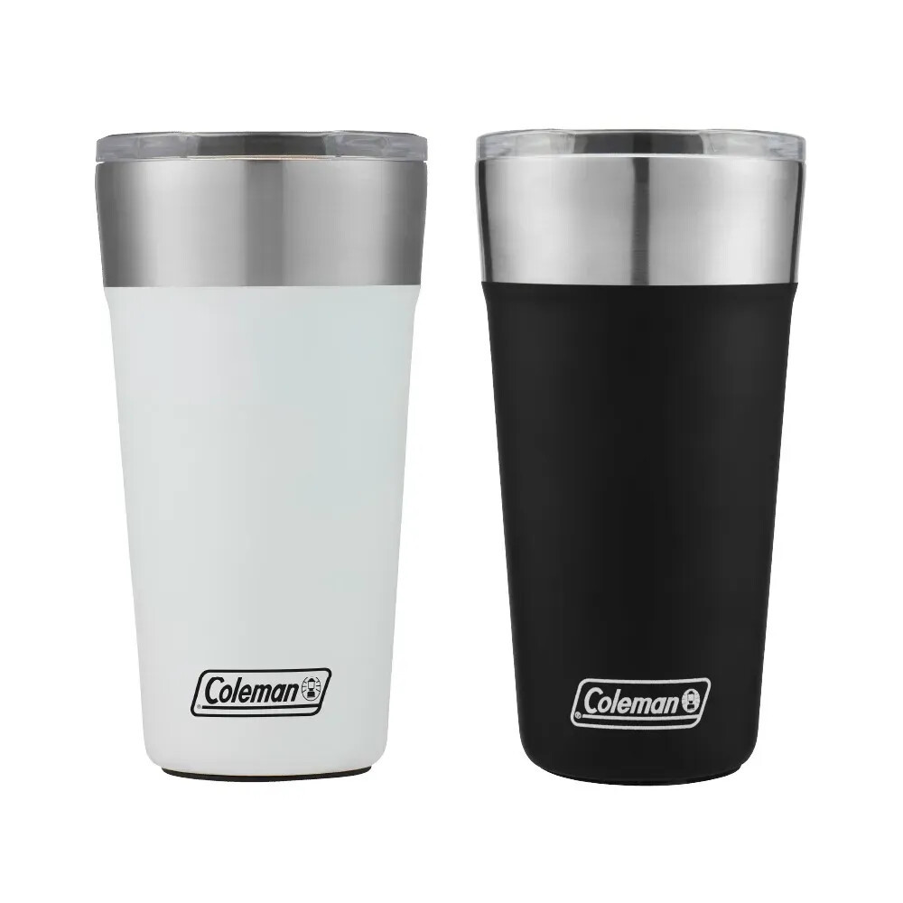 Kit com 2 Copos Térmicos com Tampa 600ml Branco e Preto Coleman