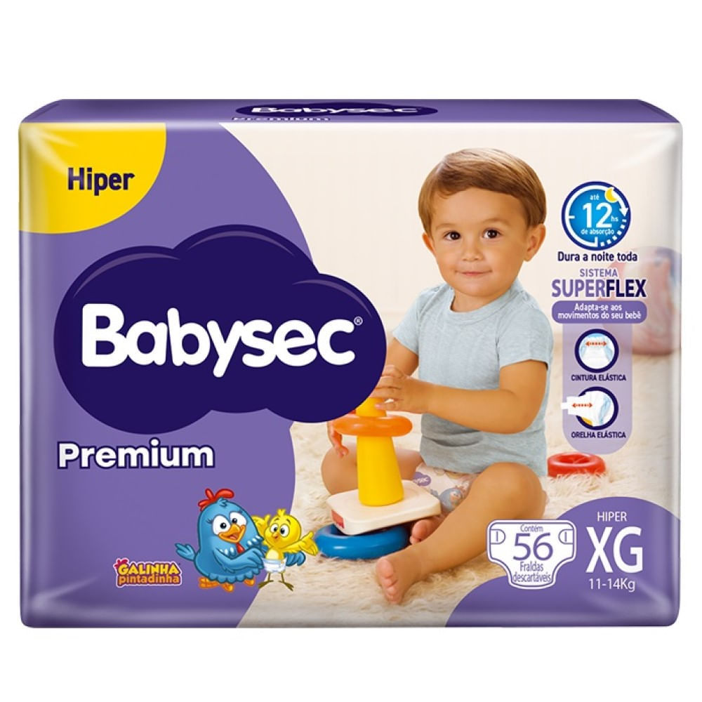 Fralda Babysec Premium Hiper XG 56 Unidades
