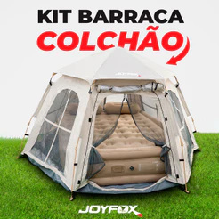 Barraca Automática 6 Pessoas + Colchão Inflável Queen 44cm Bomba Recarregável JOYFOX