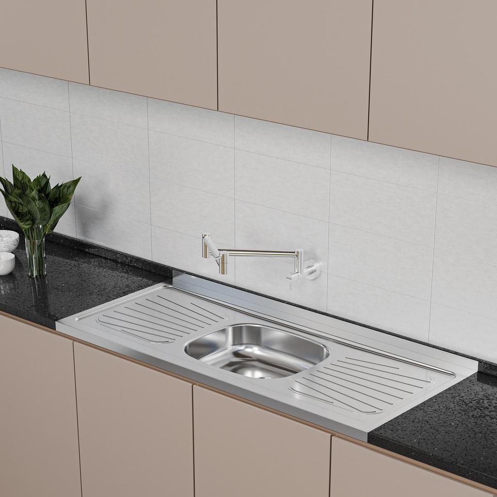Pia Inox Tramontina New Raggi 120x52cm sem Concreto · foto 2