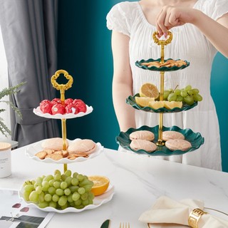 Prato De Disstrição De Plástico Luz Luxo Frutas De Três Camadas Sala De Estar Casamento Natal Sobremesa Rack Doces De Es