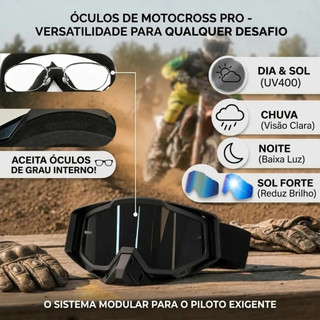 Óculos Motocross Trilha Off Road Lente Espelhada Bicicross Para Óculos Capacete