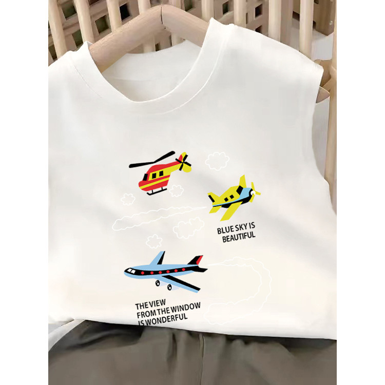 100% algodão meninos em torno do pescoço sem mangas colete camiseta verão novo estilo crianças bebê dos desenhos animado