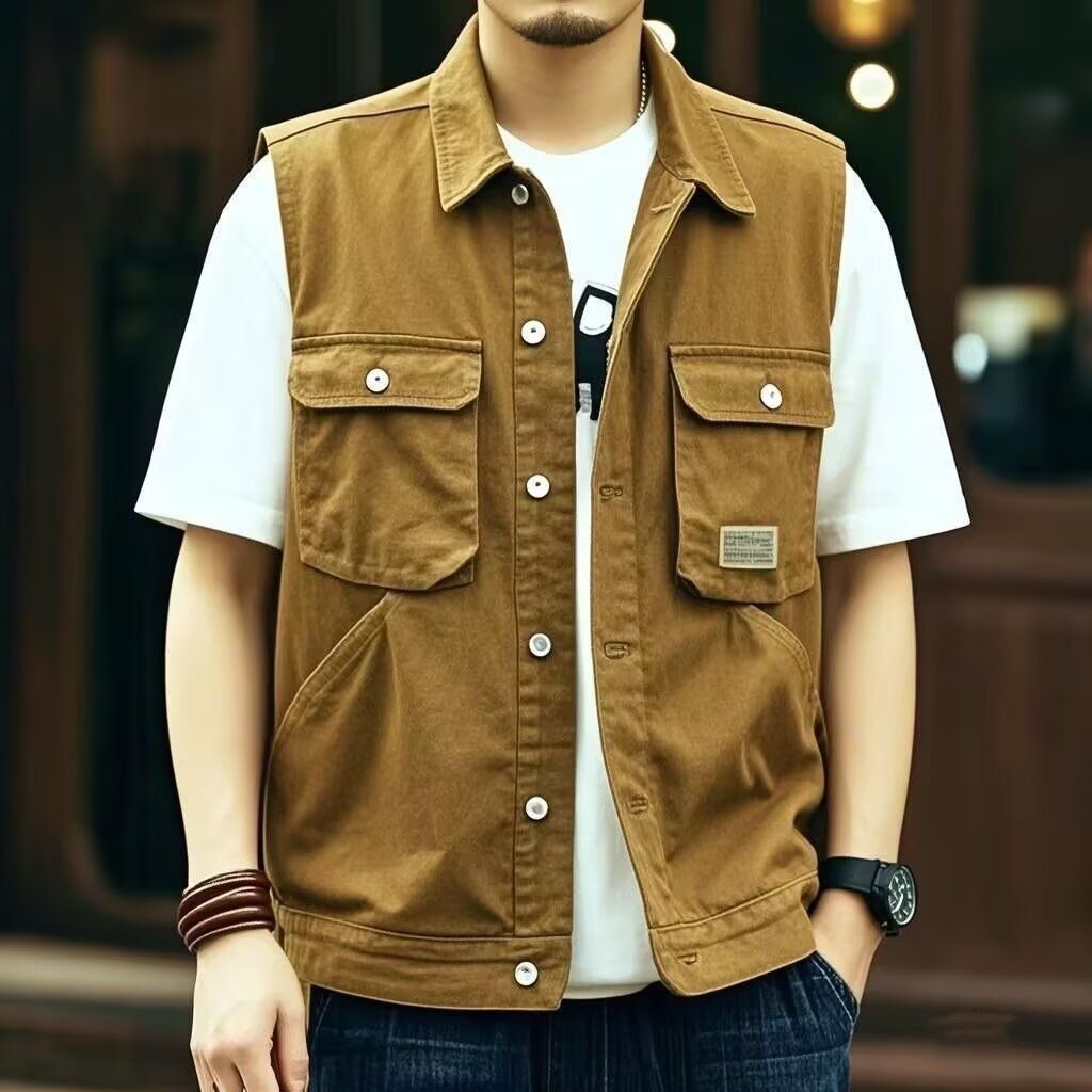 Americano pesado Retro Denim jaqueta masculina primavera outono trabalho resistente ao desgaste seguro de trabalho Workw