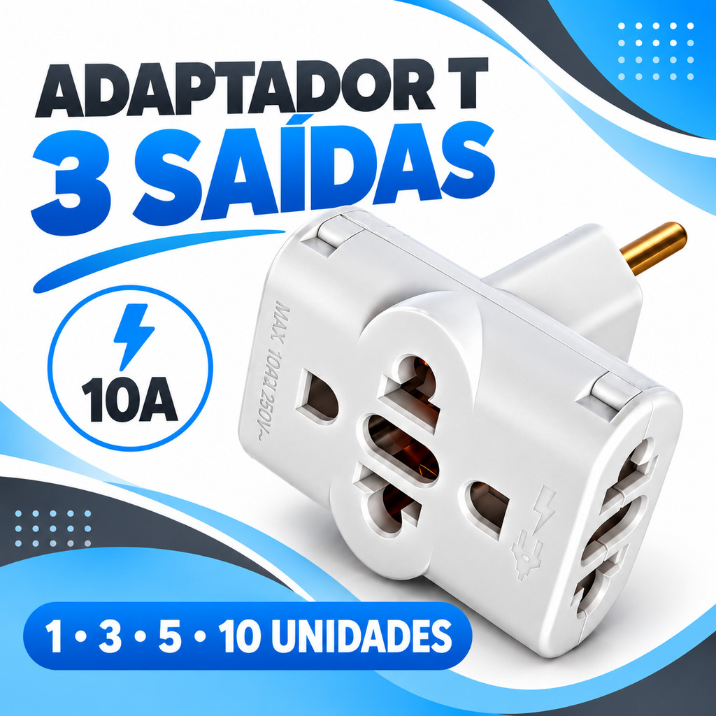 Benjamin Triplo 10A Branco Adaptador de Tomada Kits 1 3 5 10