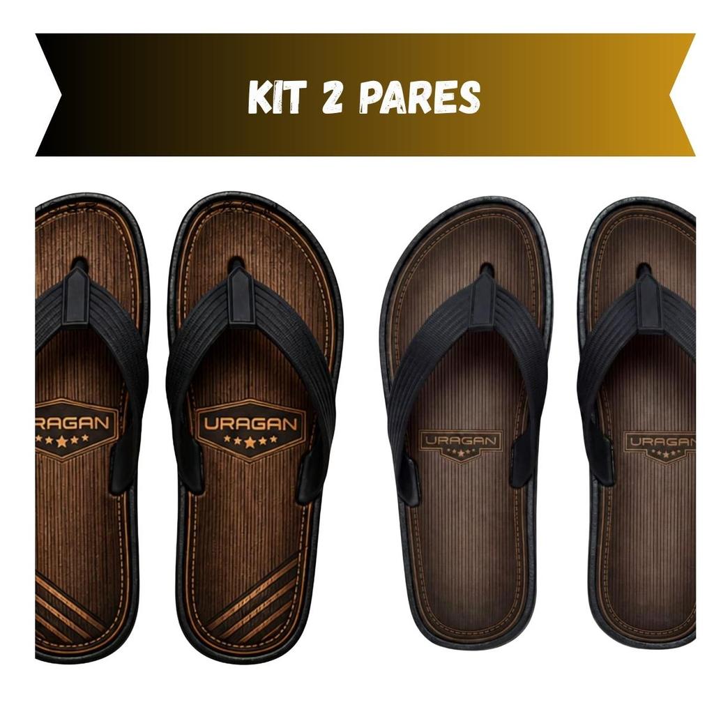 Kit 2 Chinelo Sandália Borracha Masculino Uragan Resistente Confortável Antiderrapante