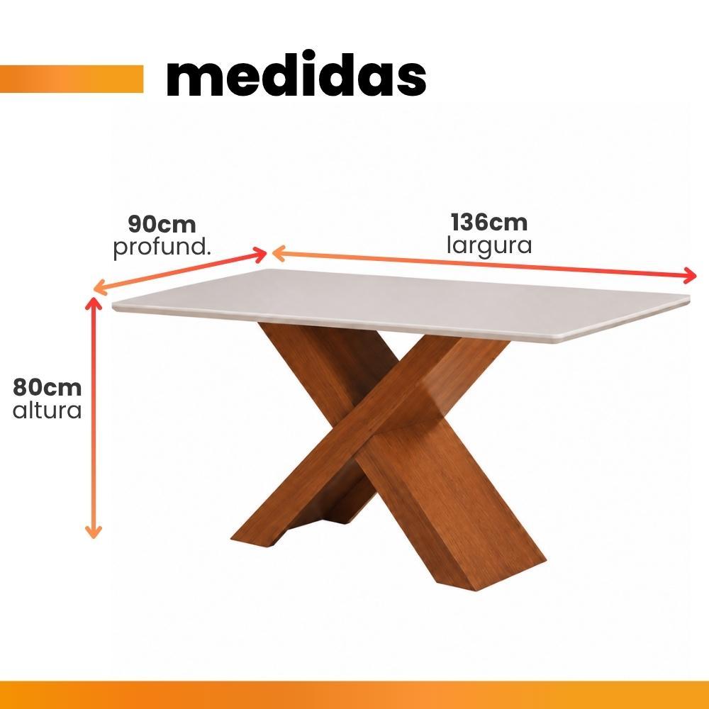 Conjunto de Mesa Sala de Jantar Tampo com Vidro 1,36m Grécia 4 Cadeiras Santiago Dobuê · foto 2