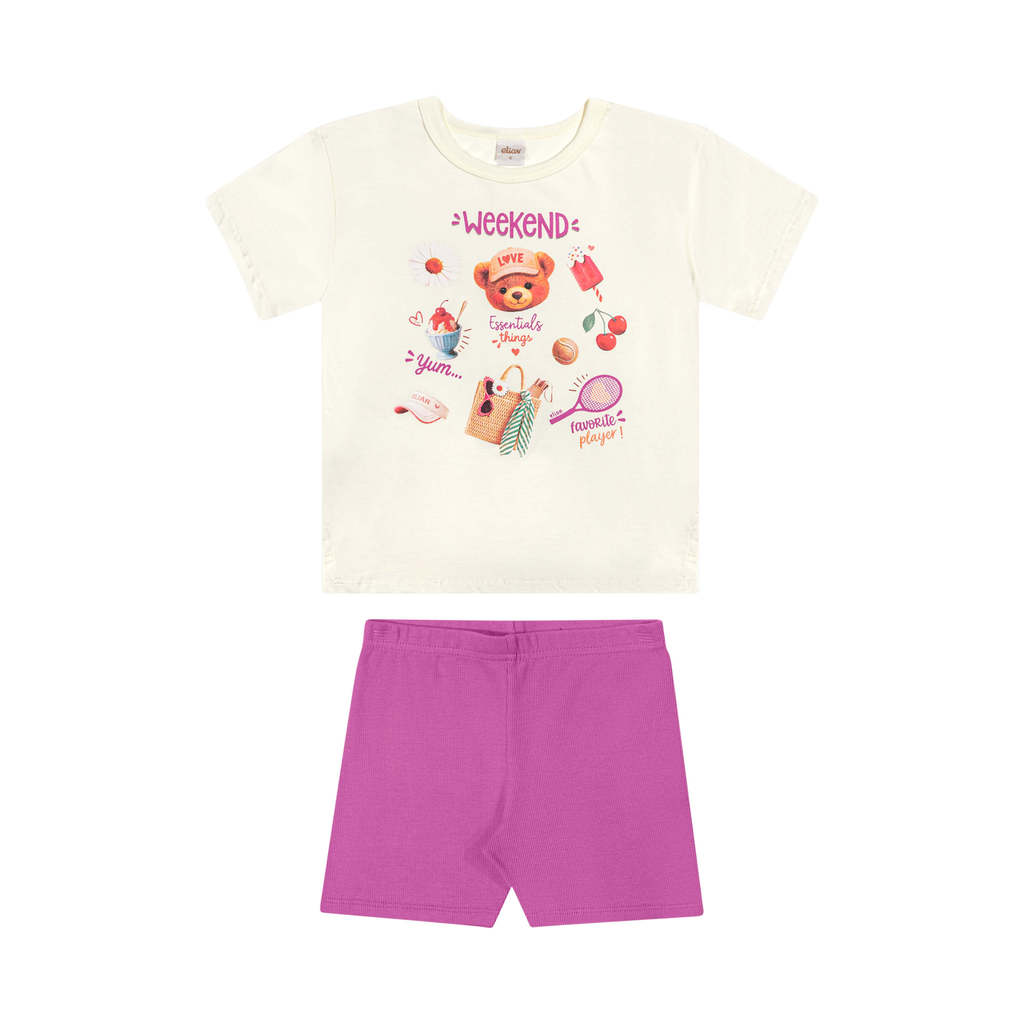 Conjunto Curto Infantil Menina Alongado Elian Bege