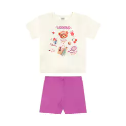 Conjunto Curto Infantil Menina Alongado Elian Bege