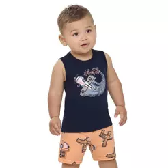 Conjunto Bebê Menino Avião Adventure Elian Azul Escuro