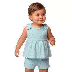 Conjunto Bebê Menina Textura Poá Colorittá Azul