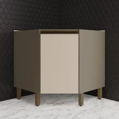 Balcão Canto Oblíquo 1 Porta 79cm Connect Cinza/Duna/Cristal