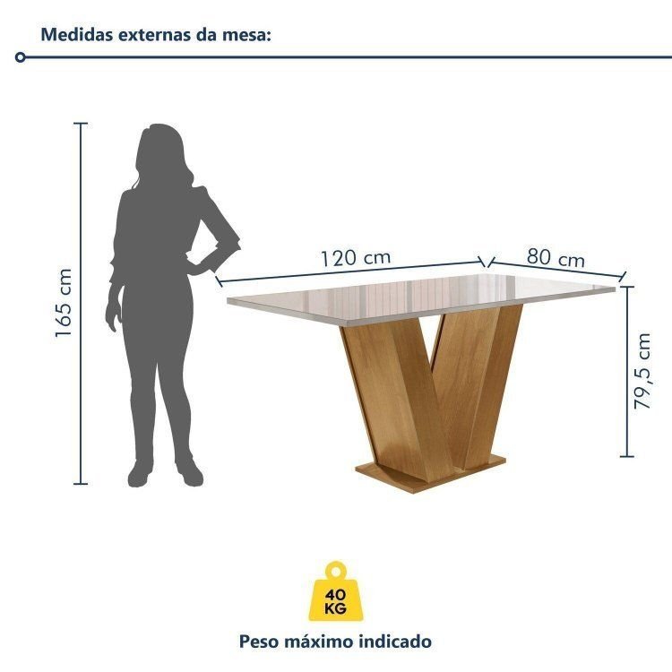 Conjunto Sala de Jantar Mesa Tampo de Vidro 4 Cadeiras Espanha Yescasa Cinamomo/Off White/Cinza — imagem 2 de 2