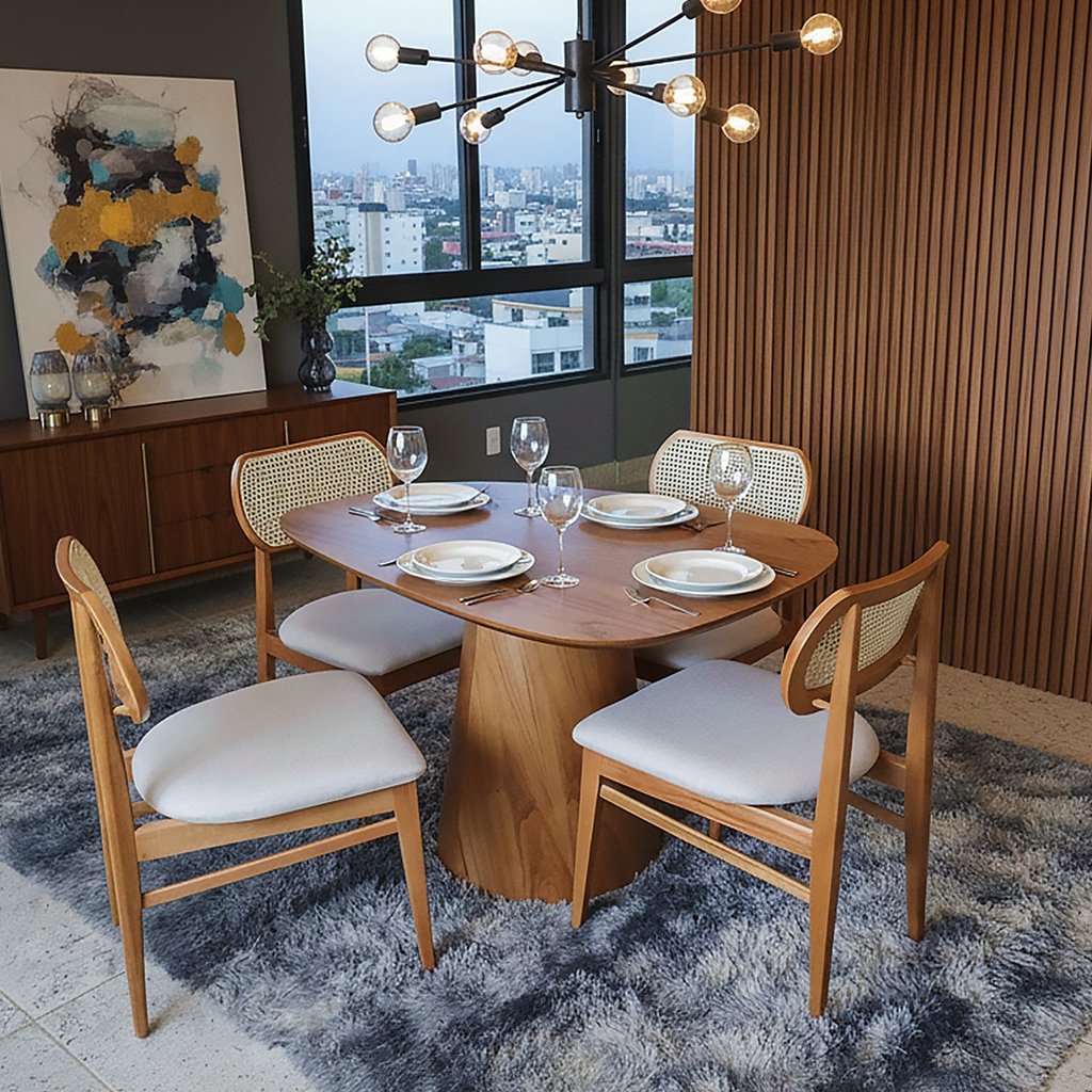 Mesa de Jantar Orgânica 4 Lugares Madeira Maciça e MDF Yescasa Marrom 120cm x 80cm · foto 2