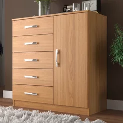 Cômoda Sapateira 1 Porta 5 Gavetas Zurique Marrom/Cinamomo Cinamomo