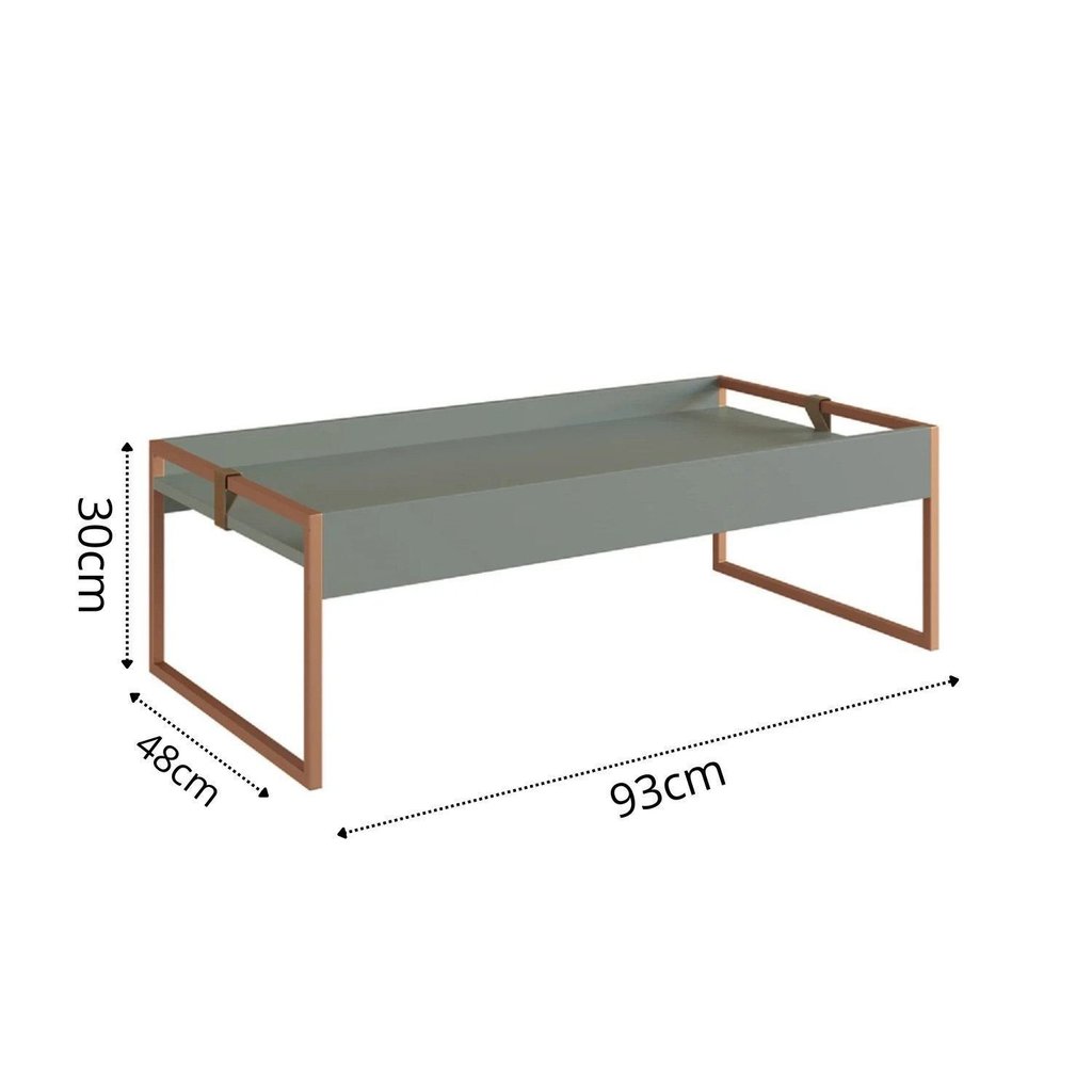 Mesa Centro Retangular para Sala de Estar 30cm x 48cm x 93cm Columbia Verde Verti · foto 2