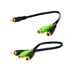 Kit 2 Cabos Rca Y 1M2F 30cm Stand 1 Macho - 2 Fêmeas Unidade