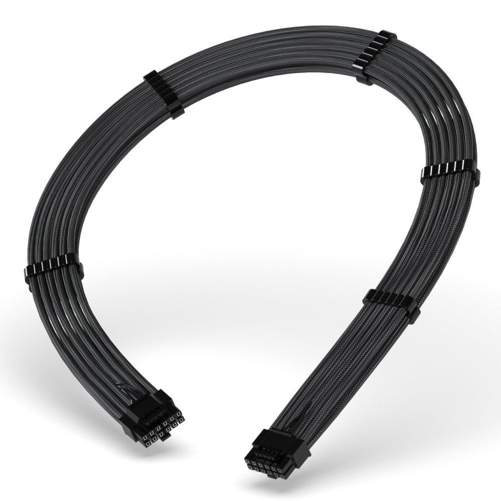 Cabo Extensor de Fonte Rise Mode Sleeved 12VHPWR, PCIE 5.0 16pin (12+4), 60cm, Preto - RM-SL-02-12VHPWR-FB