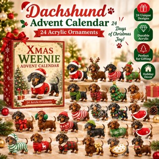 Natal Dachshund Advento Calendário Caixa Cega 24 Acrílico Cão Pendurado Ornamentos Decoração Do Feriado Presente
