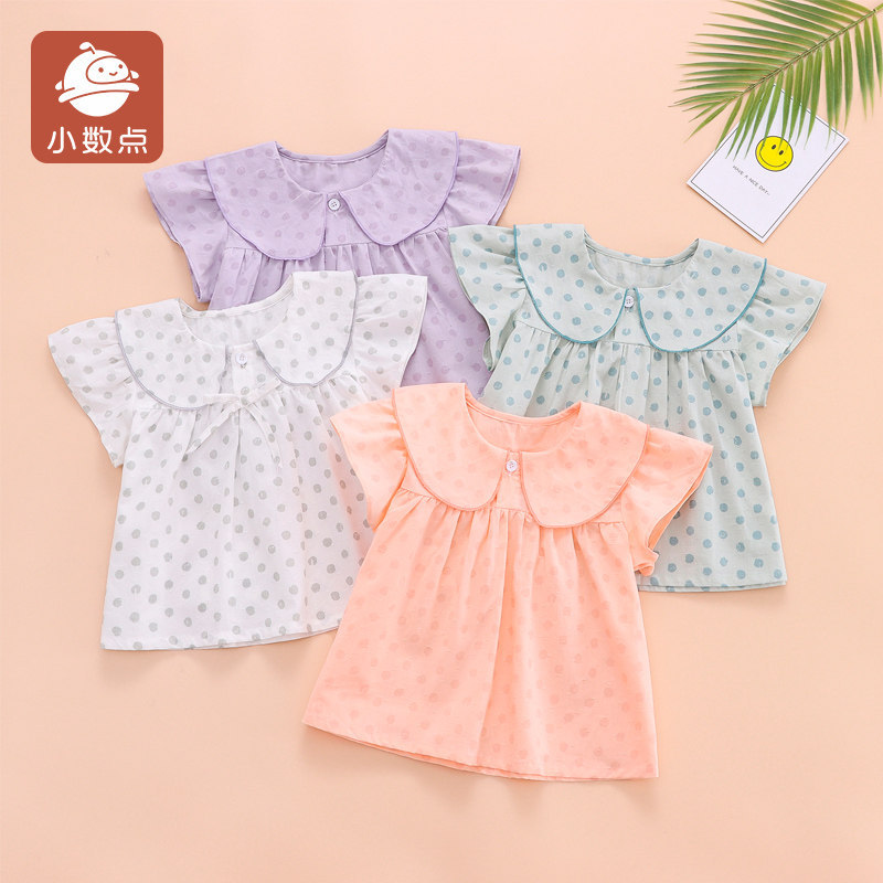 Pequenos pontos meninas de manga curta topos verão novo estilo camisetas crianças camisetas finas meninas na moda meia m
