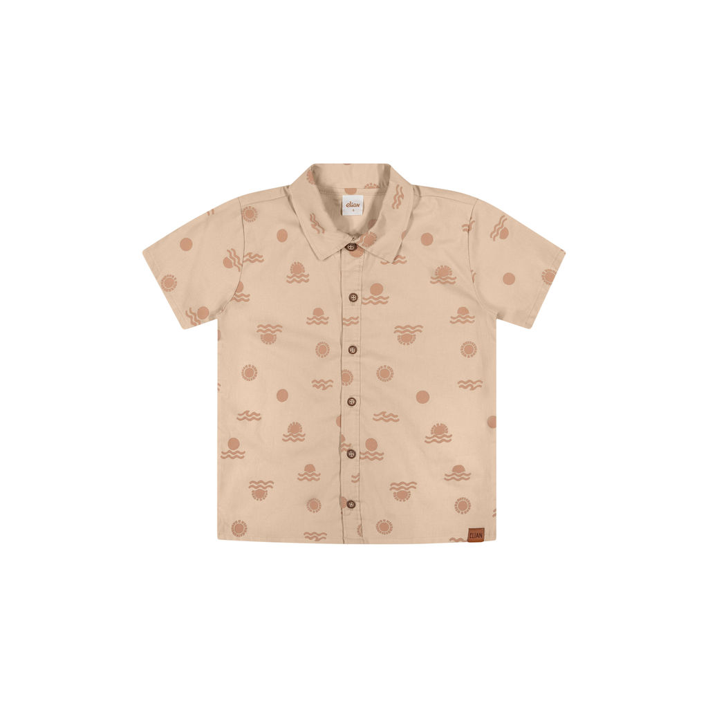 Camisa Manga Curta Infantil Menino Tropical Elian Bege · foto 2