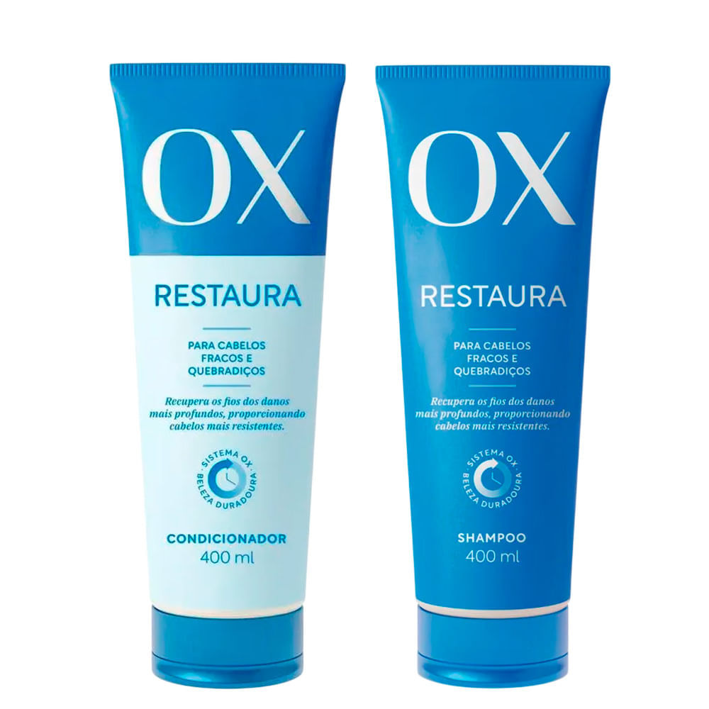 Kit Shampoo Ox Restaura 400ml + Condicionador Ox Restaura 400ml
